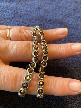 Double Strand Rootbeer Faceted Beaded Bracelet Magnetic Closure